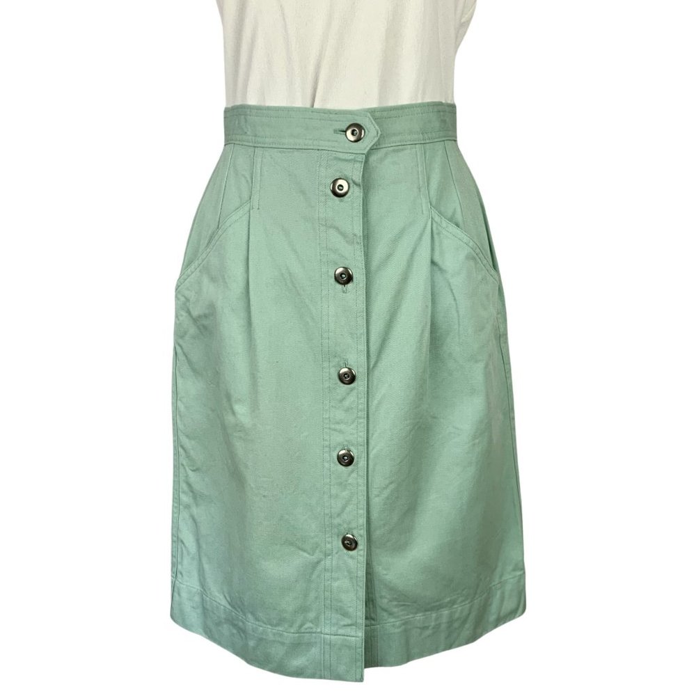 VINTAGE 80s Seafoam Green High Waisted Skirt